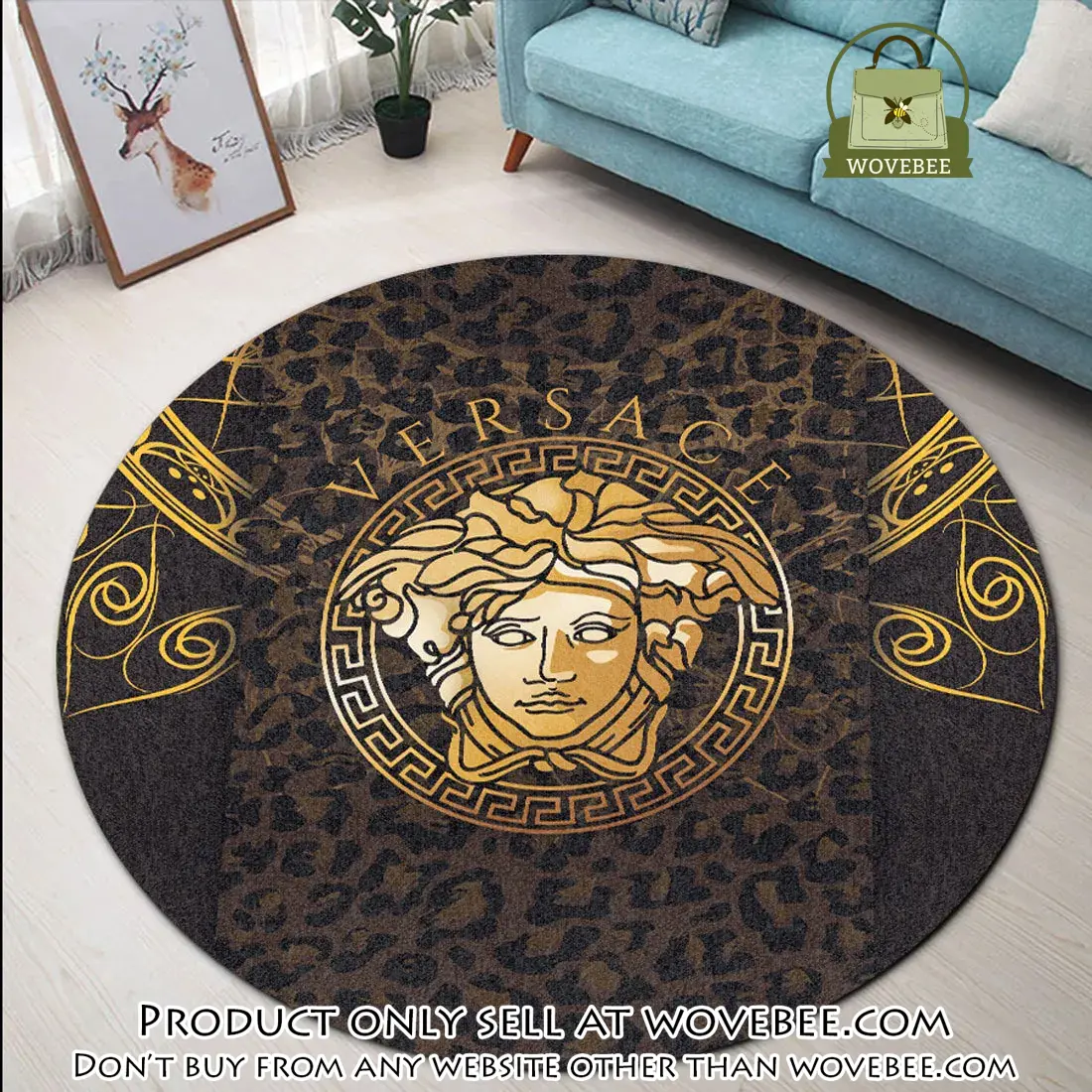 Versace medusa logo luxury brand round rug carpet home decor wvb5921891